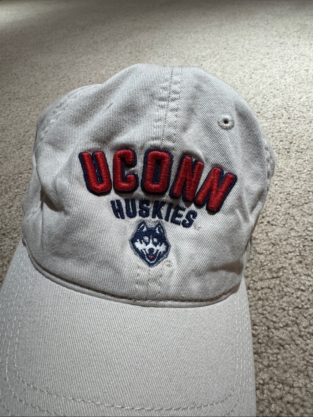Legacy White Baseball Cap with Black Label and Red Accent